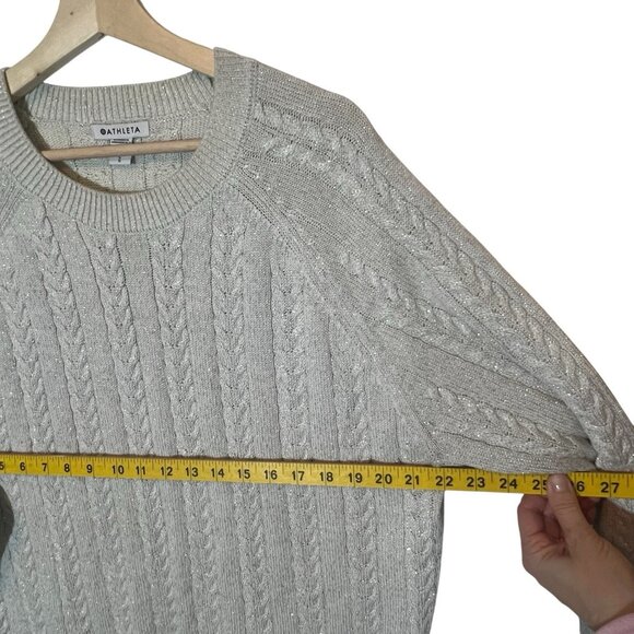 Athleta Women Wool Blend Crew Large Knit Sweater Bright White Metallic - Picture 6 of 9